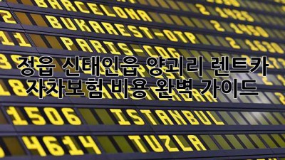 정읍 신태인읍 양괴리 렌트카 자차보험 비용 완벽 가이드